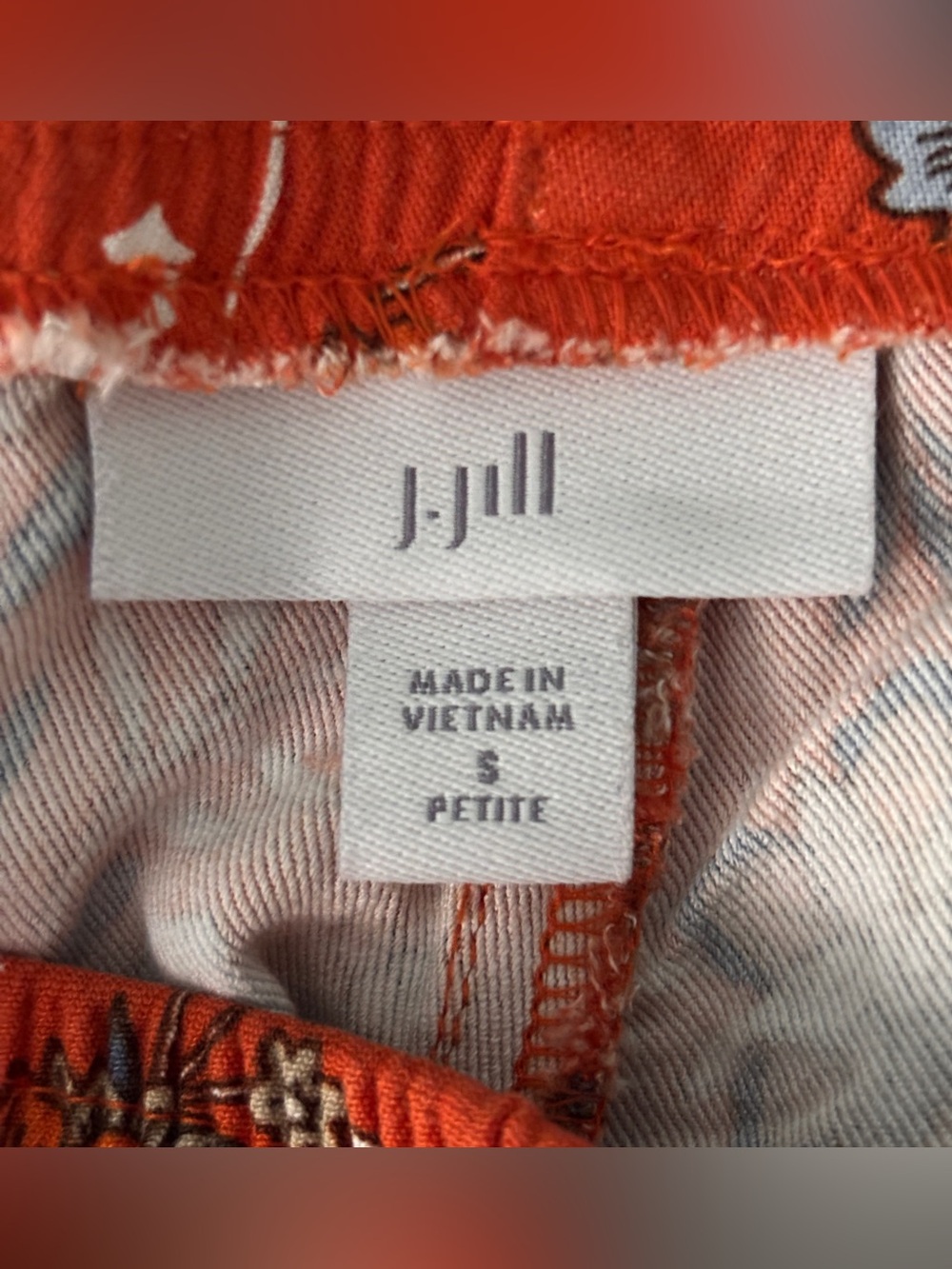 J. Jill Rust Orange Floral High-Rise Drawstring Shorts ~ Rayon Sz Sm Petite - Picture 5 of 7